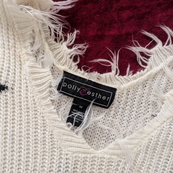 Polly and Esther NWT Black and white star oversized sweater - Picture 2 of 4